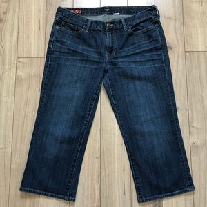 Women’s J. Crew Hipslung blue denim jeans capri size 32